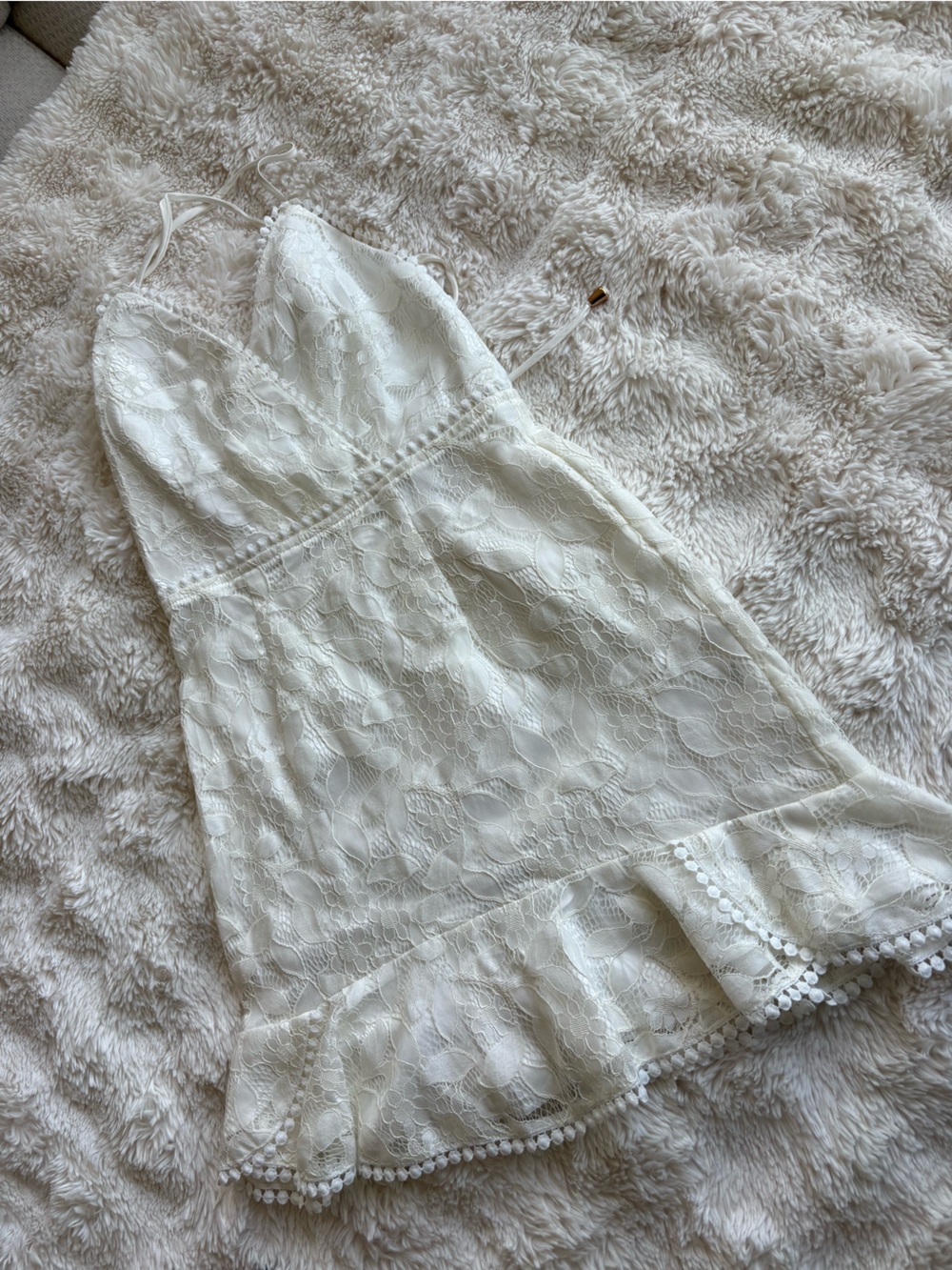 Hello Molly White Lace Ruffle Mini Dress